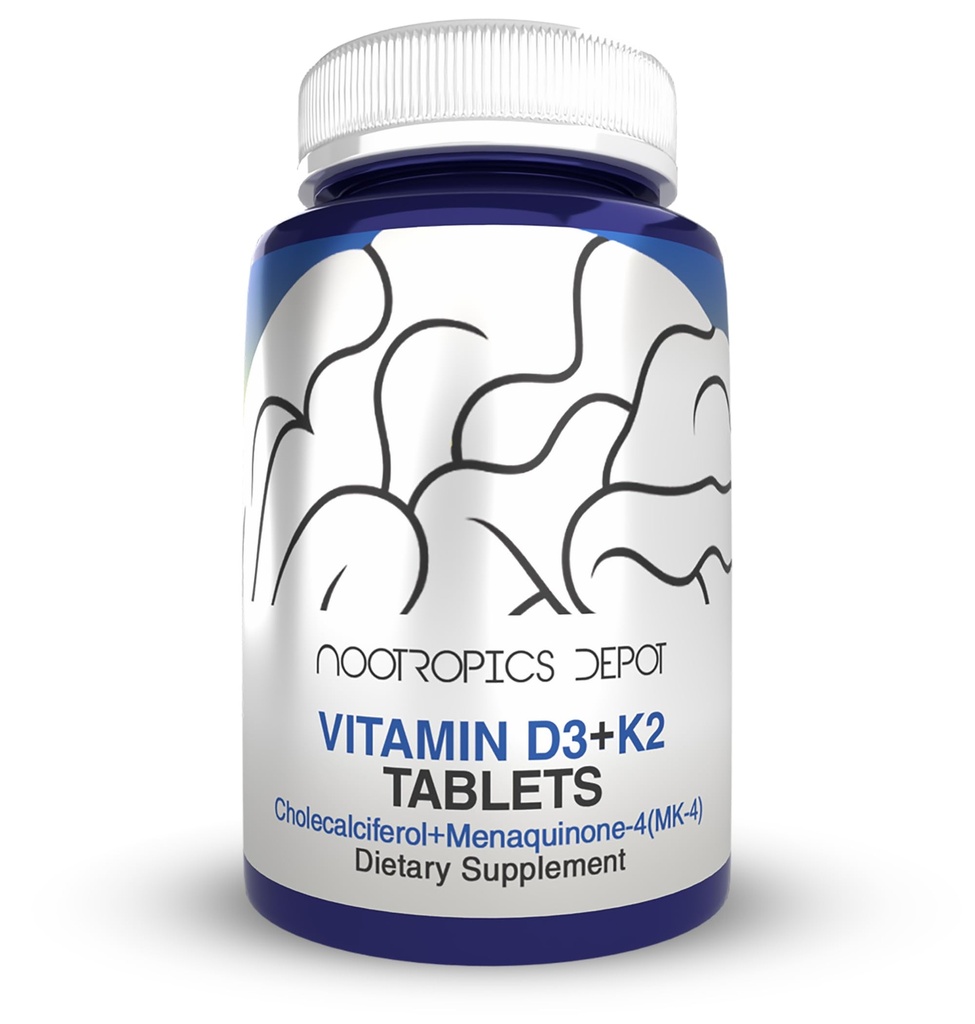 Dépot nootropique Vitamine D3 + K2 avec Comprimés de vitamine C : 60 Nombre : 60 Cholecalciferol + Ménaquinone-4 (MK-4) :