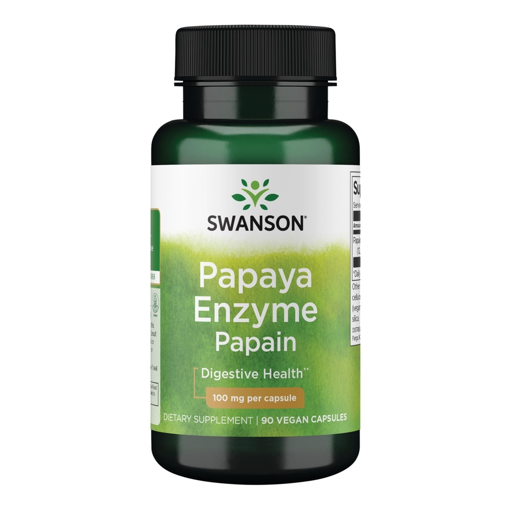 Swanson Papaine Papaya Enzyme 100 Milligrammes 90 gélules