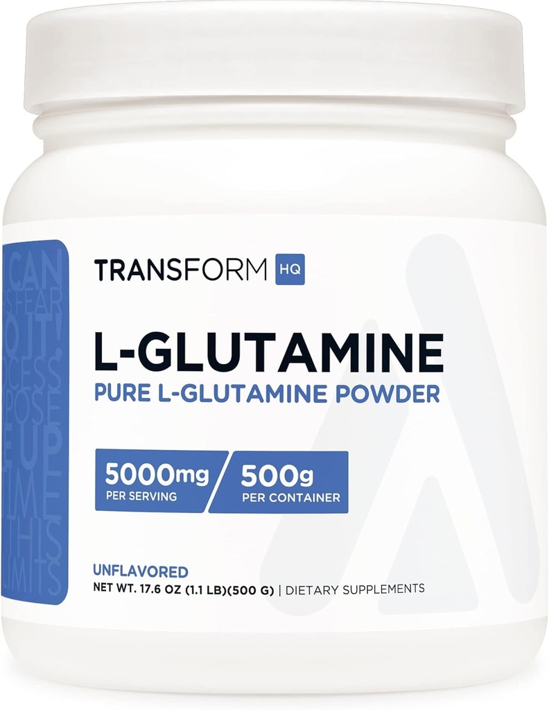 TransformHQ L-Glutamine Powder, 500G, 100 Servings - Gluten Free, Non-GMO