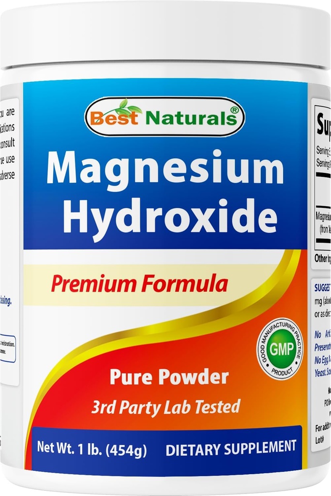 Meilleur en poudre d'hydroxyde de magnésium naturel - 380mg de magnésium élémentaire par portion - 454 portions par cotainer - 1 livre