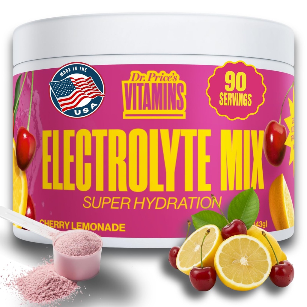 Dr. Price-S Mélange d'électrolyte en poudre sans sucre avec 72+ Trace Minerals Aucun sucre, électrolytes à dissolution rapide Packets en poudre
