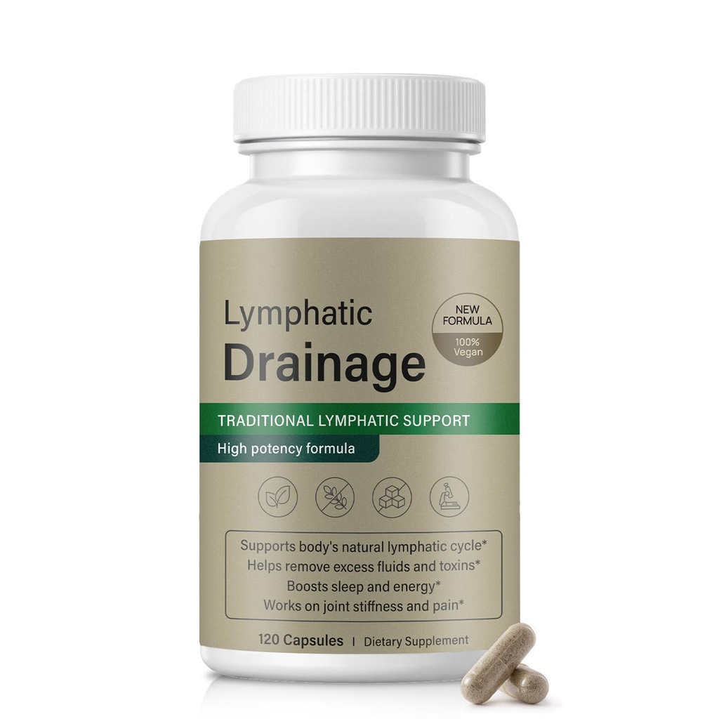 Lymphatic Drainage Supplement, Lymphatic Drainage Capsules with Dandelion, Burdock, Cleavers & Echinacea, Supports Bloating, Fluid Balance & Daily Lymphatic Wellness – 120 Capsules