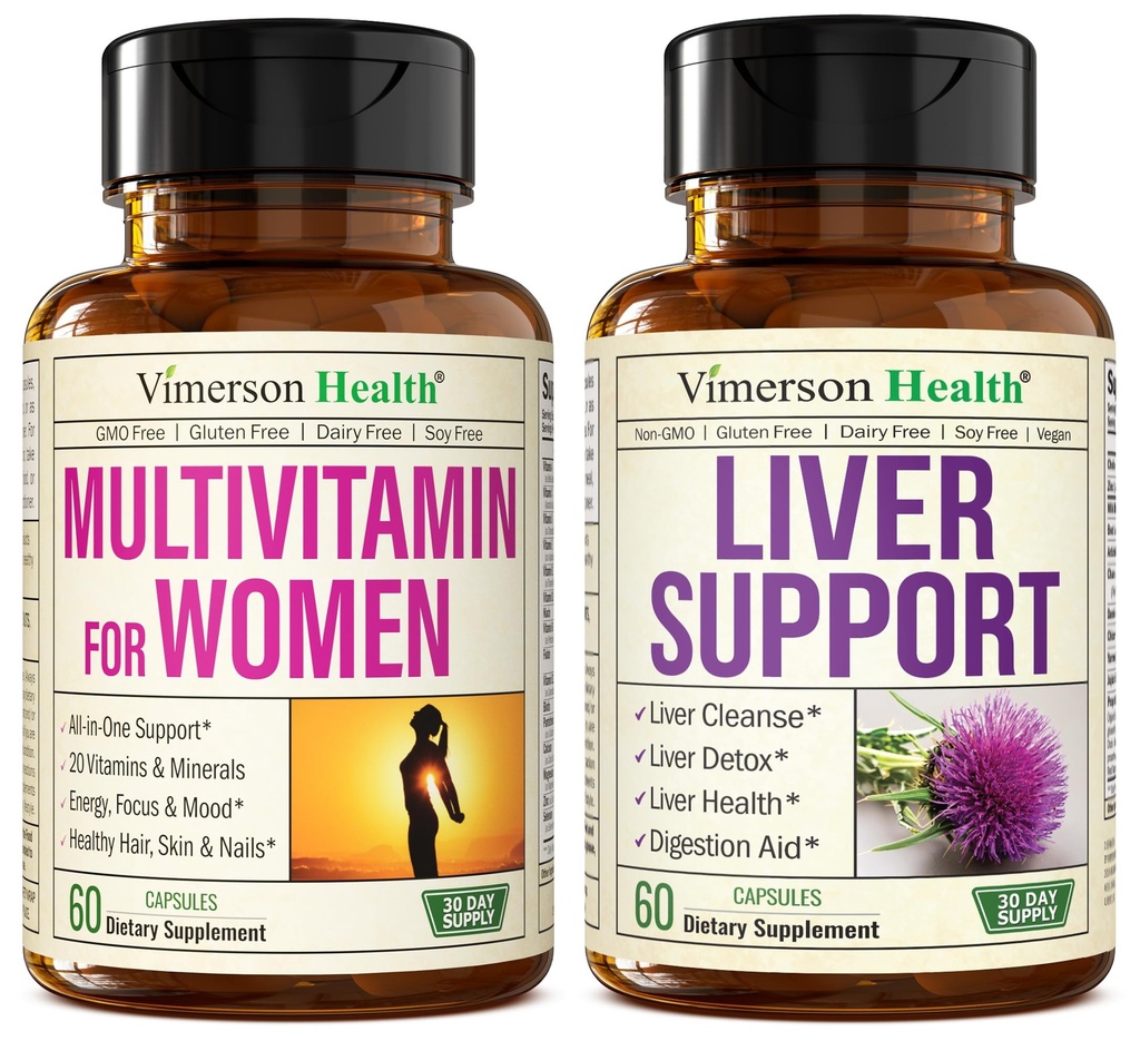 Vimerson Health Multivitamin for Women - Complete Womens Multivitamin & Multimineral & Liver Cleanse Detox & Repair Milk Thistle Supplement for Liver Support