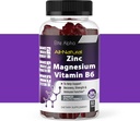 Zinc+Magnésium+Vitamine B6 Gommies Max Strength - Potent Zinc tout naturel, Magnésium, B6 pour le soutien immunitaire et l'énergie musculaire et récupération