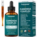 Happee Candida Cleanse Drops 10-in-1 Gut & Oral Detox Support Men Women 2oz | Yeast & Overgrowth Support - Oregano, Caprylic Acid & Probiotics - Flora Balance & Digestive Comfort - 60 Servings