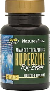 Natures Plus Huperzine Rx-Brain - 50 mcg, 30 comprimés végétariens - Supplément de soutien au cerveau avec des neuronutriments- Sans gluten - 30 portions