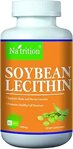 Na'trition Lécithine de soja 1200mg, 200 softgels d'aval facile, 2 mois d'approvisionnement