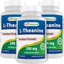 Meilleurs naturels L-Theanine 200mg par comprimé (400mg par 2 comprimés) - favorise la relaxation sans somnolence - 120 comprimés végétariens - (120 Nombre (paquet de 3))