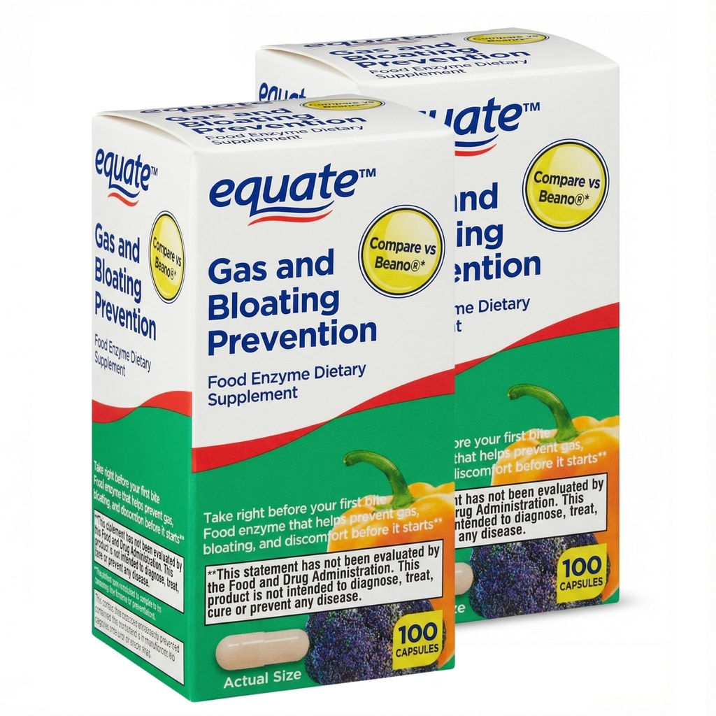 Gas Relief and Prevention Food Enzyme – 100 Capsules, Anti Gas Supplement for Adults, Gas Bloating Support for Men and Women, Digestive Enzyme Capsules (Pack of 2)