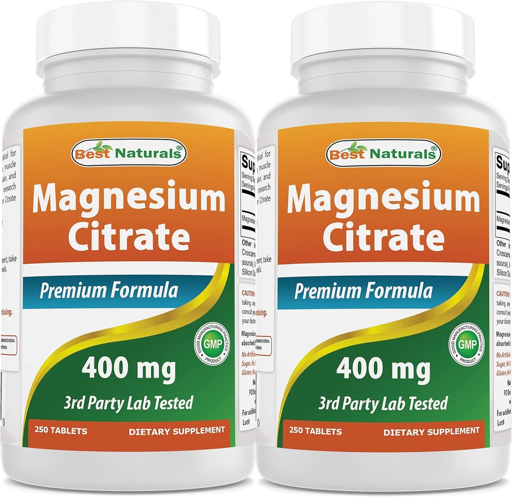 Meilleurs naturels Citrate de magnésium (Citrato de Magnesio) 400mg 250 comprimés (400 mg de magnésium élémentaire par 2 comprimés) (2)