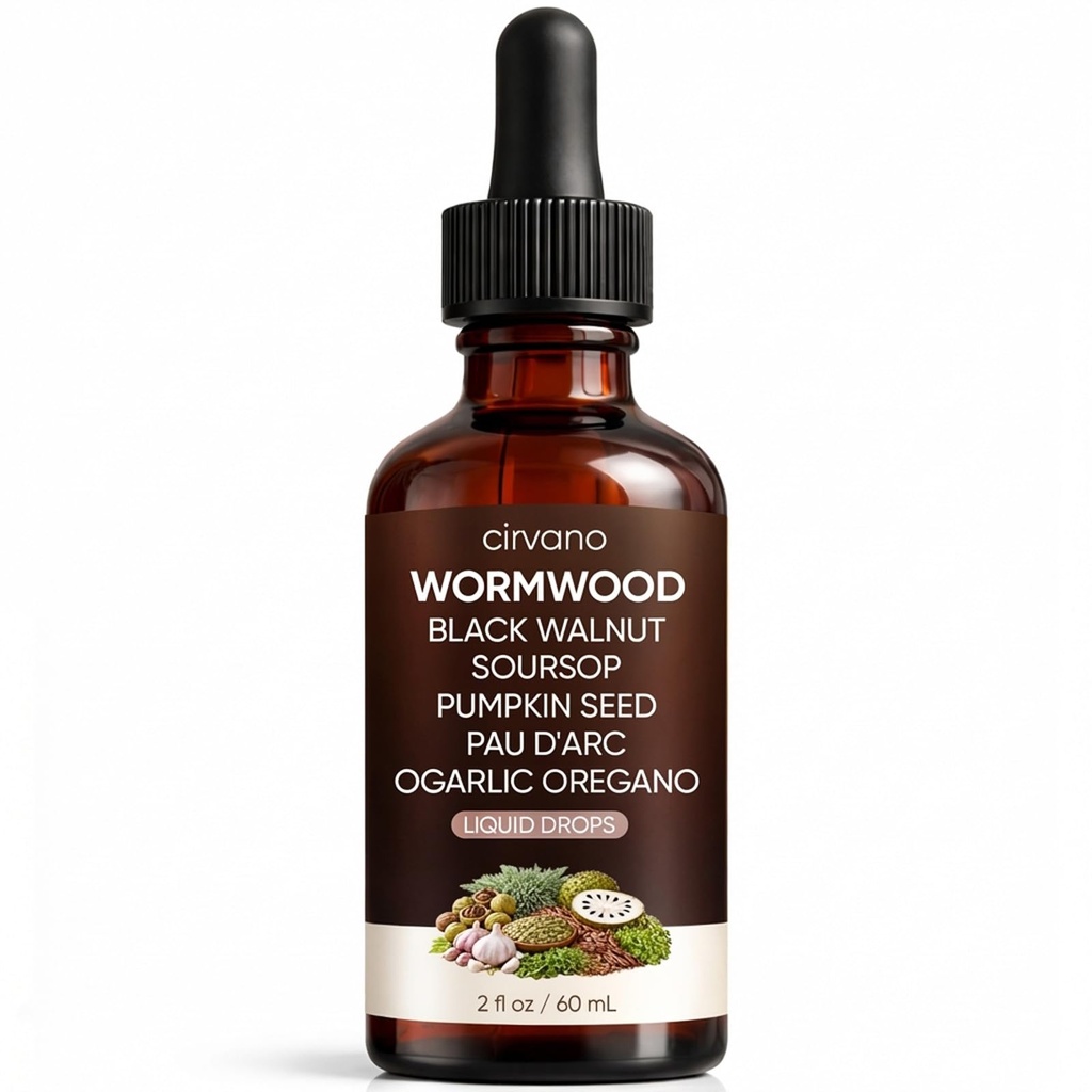 Wormwood Black Walnut Clove Detox Drops, Black Walnut Wormwood Gut Cleanse, with Garlic, Oregano, PAU D'arco, Soursop, Pumpkin Seed Extracts, Support Gut & Digestion Balance, 2fl oz