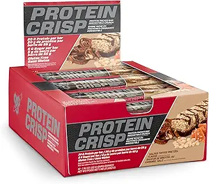 BSN Protein Crisp Bar, Salted Toffee Pretzel, 20 Gram Protein Snack Bars with Whey and Fiber, Gluten-Free Crunchy Energy Bars for Workout, Fitness, On-the-Go, 12 Count