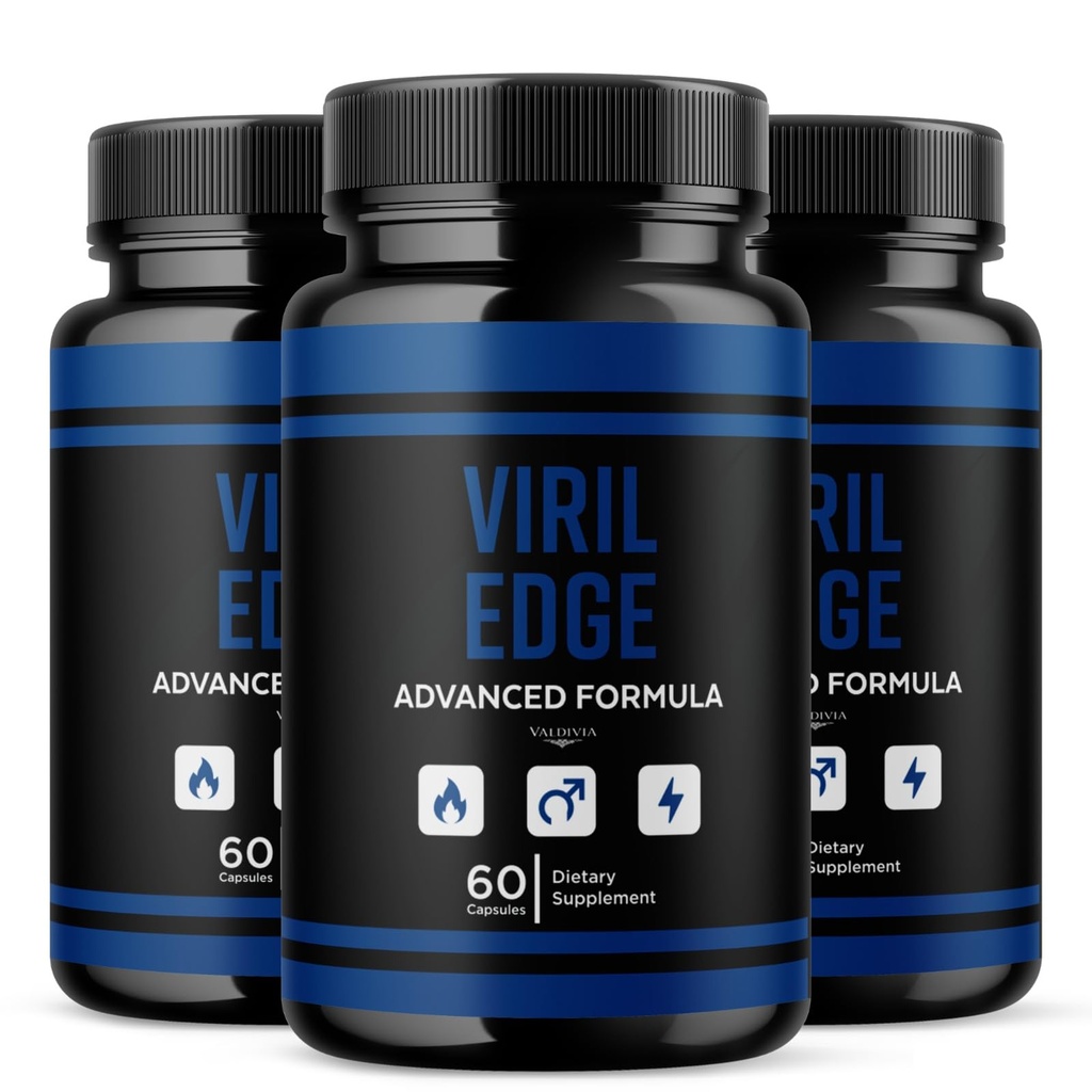 Valdivia (3 Pack) VirilEdge Capsules - Official Viril Edge Supplement, Premium Formula, Natural Vitamins for Health & Wellness - 180 Capsules for 3 Months