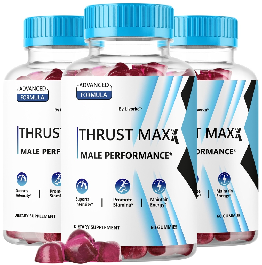 (3 Pack) Thrust Maxx Gummies - Official ThrustMaxx for Men Supplement Support, Premium Thrust Master Advanced Formula Performance and Energy, Thrust Max All Natural Gummy, 180 Gummies for 3 Months