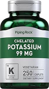Supplément de potassium chélaté à la roche piquante 99mg.250 Caplets.