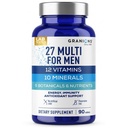 Granions 27 Mens Multivitamins Minerals Extracts - Vitamins A B C D3 E + Oligo Elements Zinc Magnesium Selenium + CoQ10 Quercetin Maca - Daily Mens Vitamins Supplement - 90 Tablets