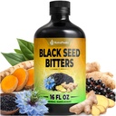 Black Seed Oil Bitters Liquid - Premium Herbal Blend with Black Seed Extract, Curcumin (Turmeric Extract), Ashwagandha, Elderberry, Probiotics, Vitamin C, Zinc...16 fl oz | Natural Botanical Blend