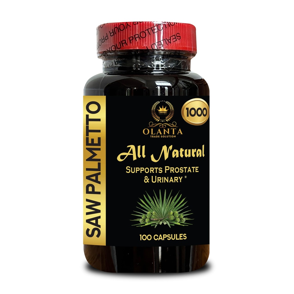 Saw Palmetto 1000mg Natural Extract – Prostate and Urinary Support – Immune Support – Male Wellness, Gluten-Free, Vegetarian Capsules – 1 Bottle 100 Capsules