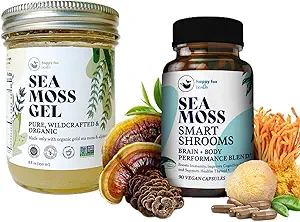 HAPPY FOX Brain & Body Commodity Capsules Bundle - Bio Sea Moss Gel & Smart Shrooms Capsules - Irish Sea Moss & Mushroom Complex, Suppléments Cerveaux Nootropiques pour Mémoire & Focus