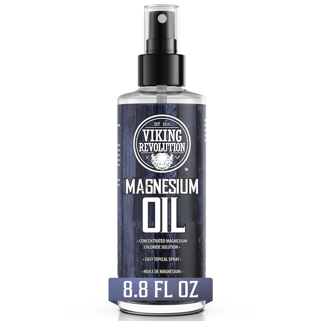 Viking Revolution Pure Magnesium Oil Spray - Unscented Topical Solution - Clean, Quick-Absorbing Magnesium Oil for Feet - Natural Minerals for Your Daily Routine (8.8 Fl Oz)