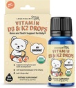 Legendairy Lait Bio Vitamine D3 K2 gouttes liquides, 400 UI de gouttes de vitamine D pour bébés avec gouttes de K2, gouttes de vitamine D pour nouveau-nés, tout-petits et enfants, végétalien, 90 gouttes liquide