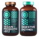Enzymes digestifs avec probiotiques et prébiotiques et Probiotique végétalien Plus B12 Enzymes digestifs et gustatifs améliorés