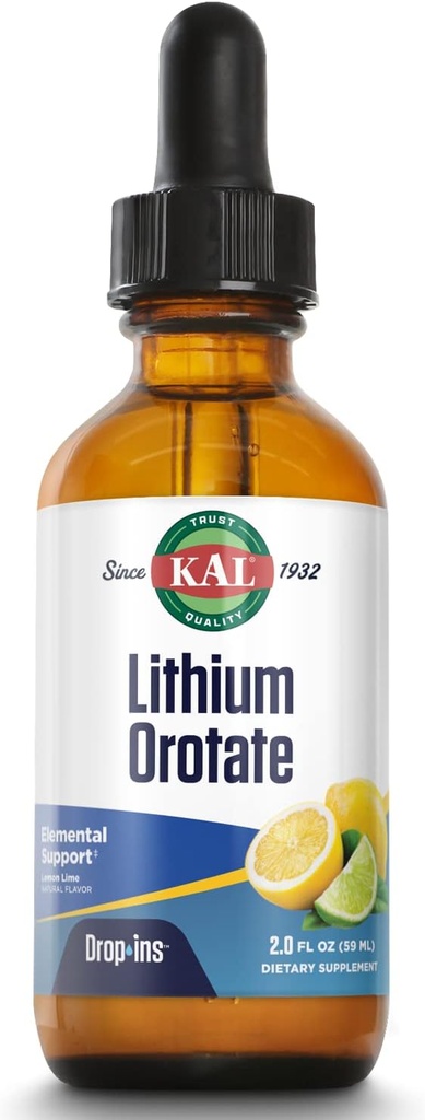 KAL Lithium Orotate Dropins, Chélaté.Mood & Relaxation Support.