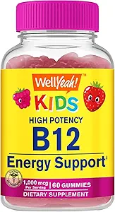 Eh bien oui Vitamine B12 Gummies pour les enfants - Booster l'énergie, améliorer la fonction cérébrale et renforcer le système immunitaire - Non-OGM, sans gluten - Grand goût de baies - Facile à mâcher - 60 Gummies