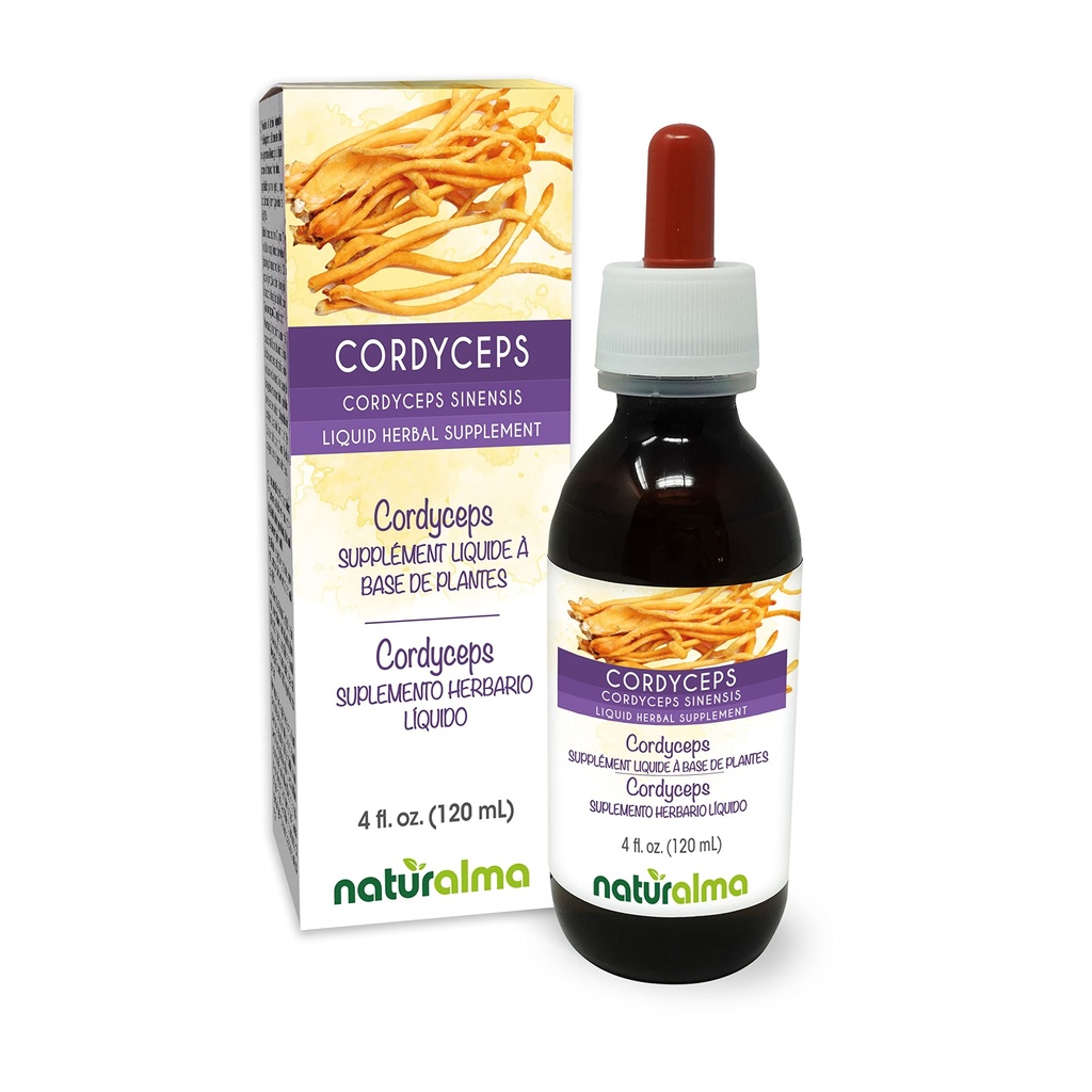 Naturalma Cordyceps (Cordyceps sinensis) Fongus ou champignons Teinture sans alcool - 4 fl oz extrait liquide dans les gouttes - supplément à base de plantes - végétalien