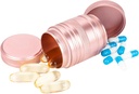 Boîte à pilules en métal Cas à pilules 2 fois par jour - Conteneur quotidien de pilules Porte-médecine de voyage portable pour la Purse de poche Organisateur pour les vitamines/huile de poisson/compléments