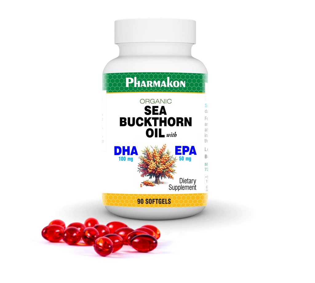 Whole-Fruit Sea Buckthorn Oil, Seed & Berry Blend with Omega 3, 6, 7 & 9, Carotenoids & Vegan DHA/EPA (90 Count)