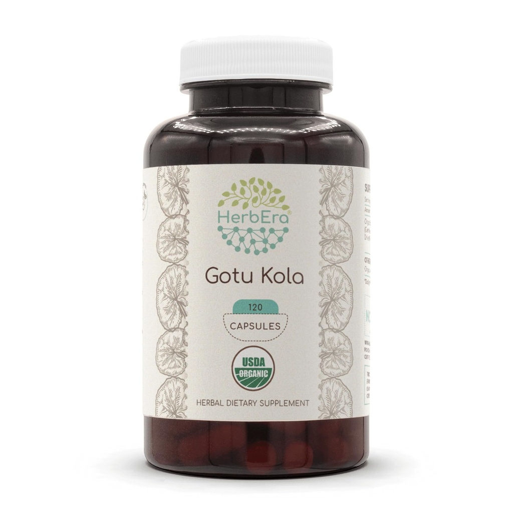Gotu Kola USDA Organic Capsules | Certified Organic Vegetarian Capsules, Herbal Dietary Supplement | Centella Asiatica Dried Herb (120 Capsules)
