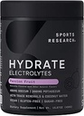 Sports Research® Hydrate Electrolytes Powder - Sugar-Free & Naturally Flavored with Vitamins, Minerals, and Coconut Water - Supports Hydration - Passion Fruit - 90 Servings