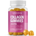 Gommies de collagène pour les femmes et les hommes avec 2500mcg Biotine, Zinc, Vitamine C & E - Gommies de collagène hydrolysées pour les cheveux, la peau et les ongles - Gommies de biotine et de collagène - Saveur de citron - 30 portions