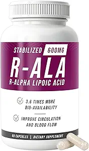 NERVE RENOW R-ALA Stabilisé R Alpha Lipoïque Acid 600mg Nerve Support Supplément 3 Pack