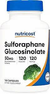 Nutricost Sulforaphane Glucosinolate (SGS) (120 capsules) - 50 mg Extrait de graines de brocoli par portion