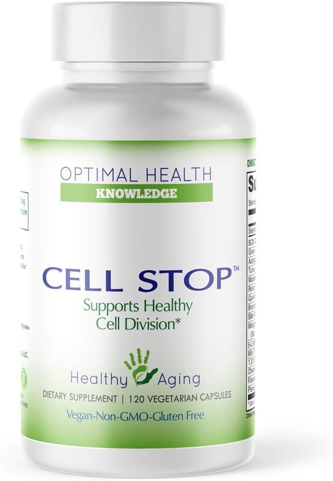 CELL STOP - Powerful Cell Division Support, Propriety Blend comprend Curcumin, Green Tea, Reishi Mushroom, Turkey Tail Mushroom, Brocoli Extract, 1,3/1,6 Beta Glucan, et d'autres - 120 Capsules de Veggie