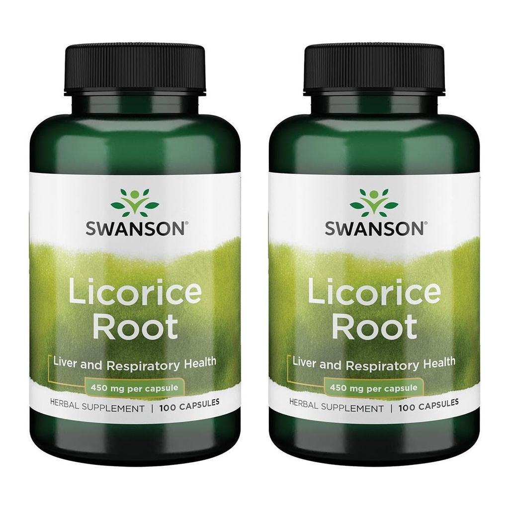 Swanson Licorice Root 450 mg 100 Caps (2 Pack)