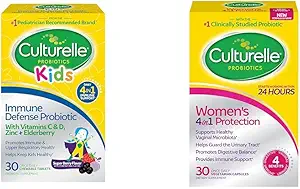 Culturelle Immune Defense Probiotique avec Vitamine C, Vitamine D et Zinc + Elderberry, Non-OGM, 4-en-1 et Femmes , Suppléments probiotiques quotidiens 4-en-1 pour les femmes - soutient la santé vaginale