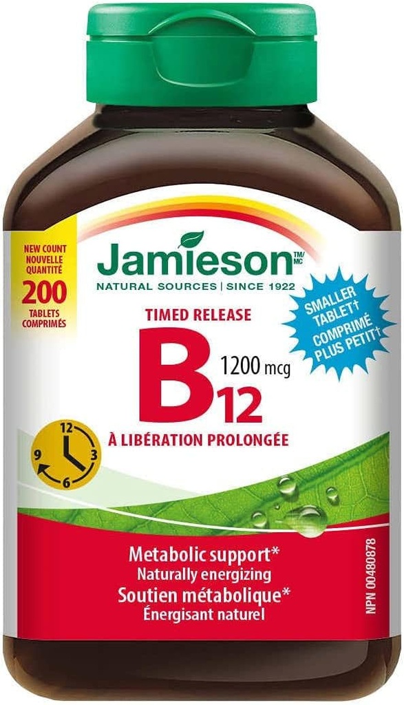 Jamieson Vitamin B12 1200mcg Timed Release, 200 Tablets