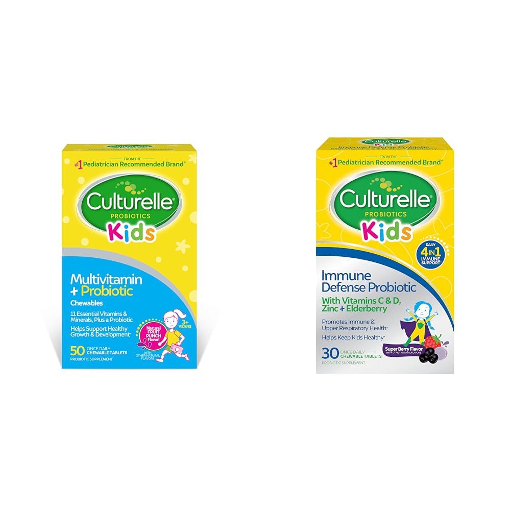 Culturelle Kids Complete Chewable Multivitamin + Probiotic for Kids & Immune Defense Probiotic with Vitamin C