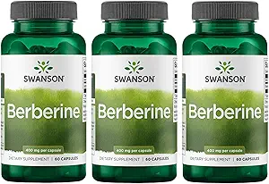 Swanson Berberine - Standardisé 97% Berberine HCl- 400mg Chaque - 60 Capsules 3 bouteilles