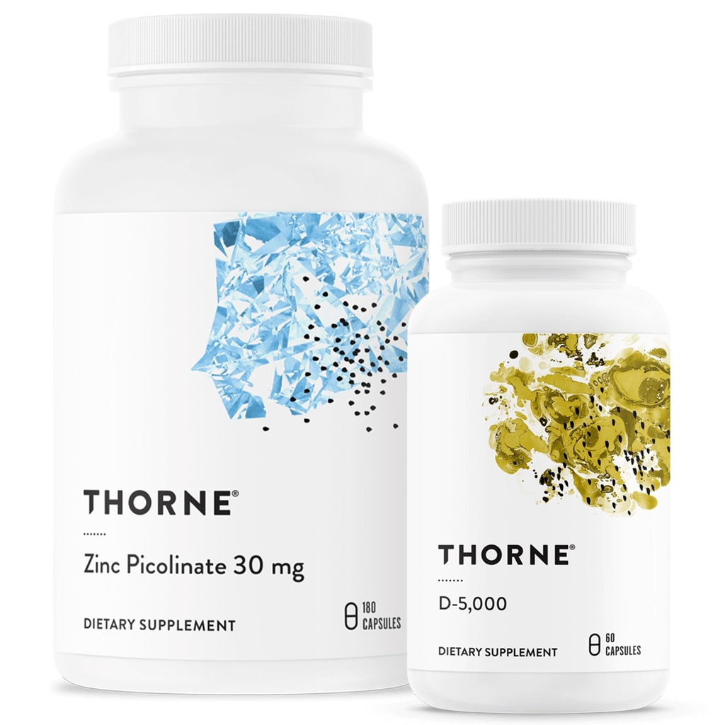 THORNE - Bien-être essentiel - Combo Zinc & Vitamine D3 pour le soutien immunitaire et os - 60 à 180 portions