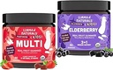 Llama Naturals Kids Multivitamin Gummies + Elderberry Gummies Bundle | No Added Sugar Cane | Vegan | Organic | 2 Bottles