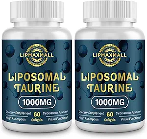 Liposomal Taurine Supplement 1000mg, High Absorption Amino Acid for Heart, Nerve, Brain, Visual (60 Softgels - 2 Pack)