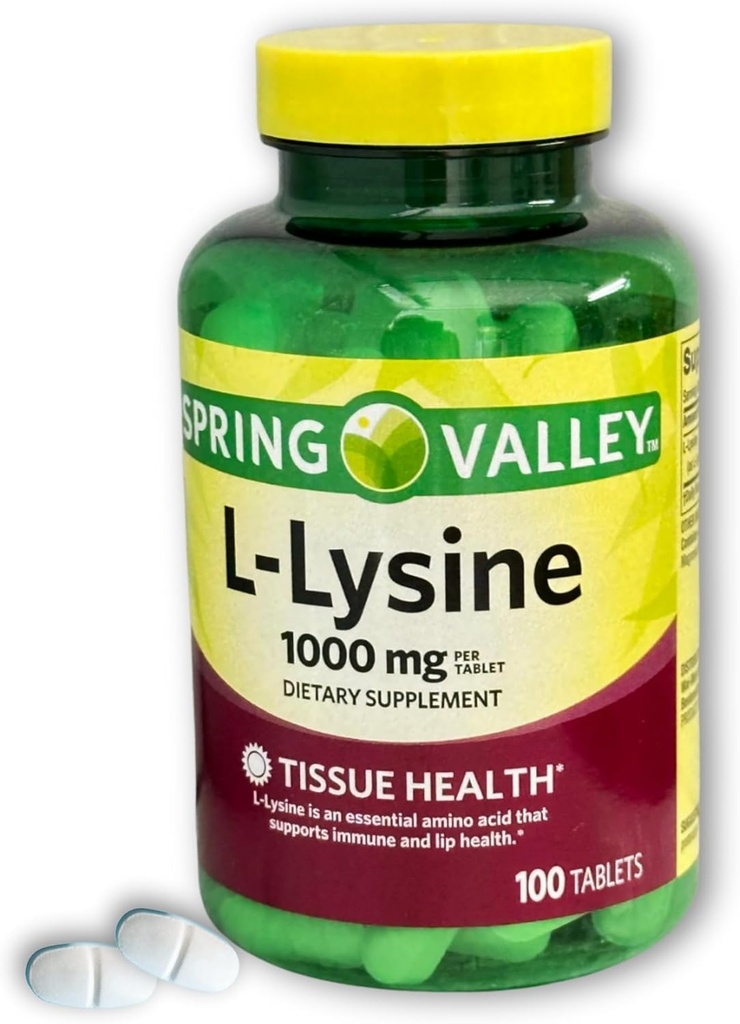 L lysine 1000mg- Comprimés essentiels d'acide amino, 100ct (paquet de 1)