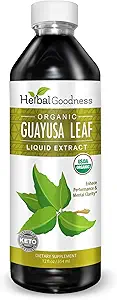 USDA Bio guayusa Loose Leaf Extract 12oz - Extrait de caféine Boissons liquides guayusa - pour l'augmentation de l'énergie, de l'humeur, de la concentration, de l'immunité et de la digestion - Boissons naturelles caféines - Fabriquées aux États-Unis
