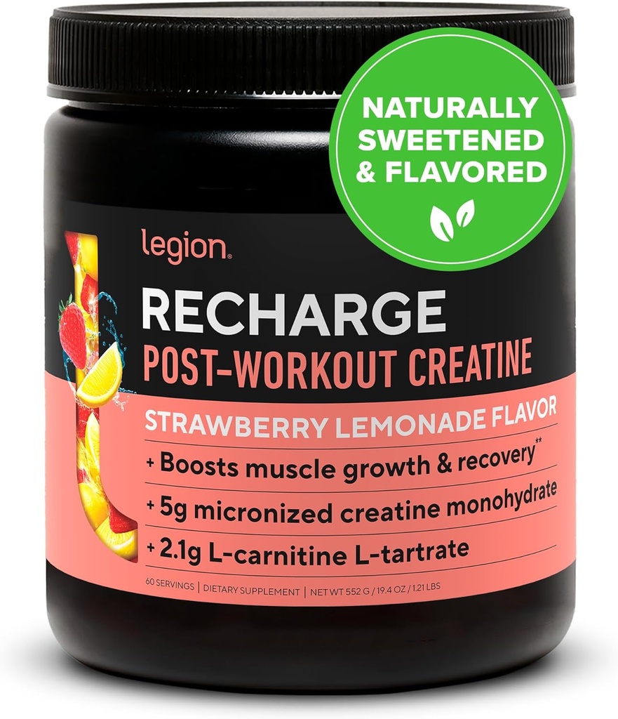 LÉGION Supplément de recharge après entraînement (Lémonade aux mûres) - Tous les muscles naturels Builder & Recovery Drink avec micronized Creatine monohydrate. Naturellement sucré et aromatisé 60 portions