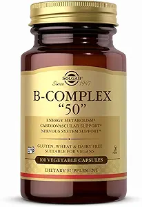 Solgar B-Complex - 100 capsules végétales - Métabolisme énergétique et support du système nerveux - Non-OGM, végétalien, sans gluten - 100 portions
