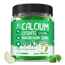 Calcium Citrate 1200 mg with Vitamin D3 Gummies, Calcium Citrate Magnesium Zinc with Vitamin D3 Supplement for Women & Men Bone & Teeth Support, Natural Apple Flavor - 30 Day Vegan Supply